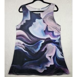 Tie Dye Bohemian Art L XL Slip Dress Loungewear Sleeveless Knit Knee Colorful